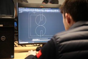HNC Construction student using technology at University Centre Reaseheath