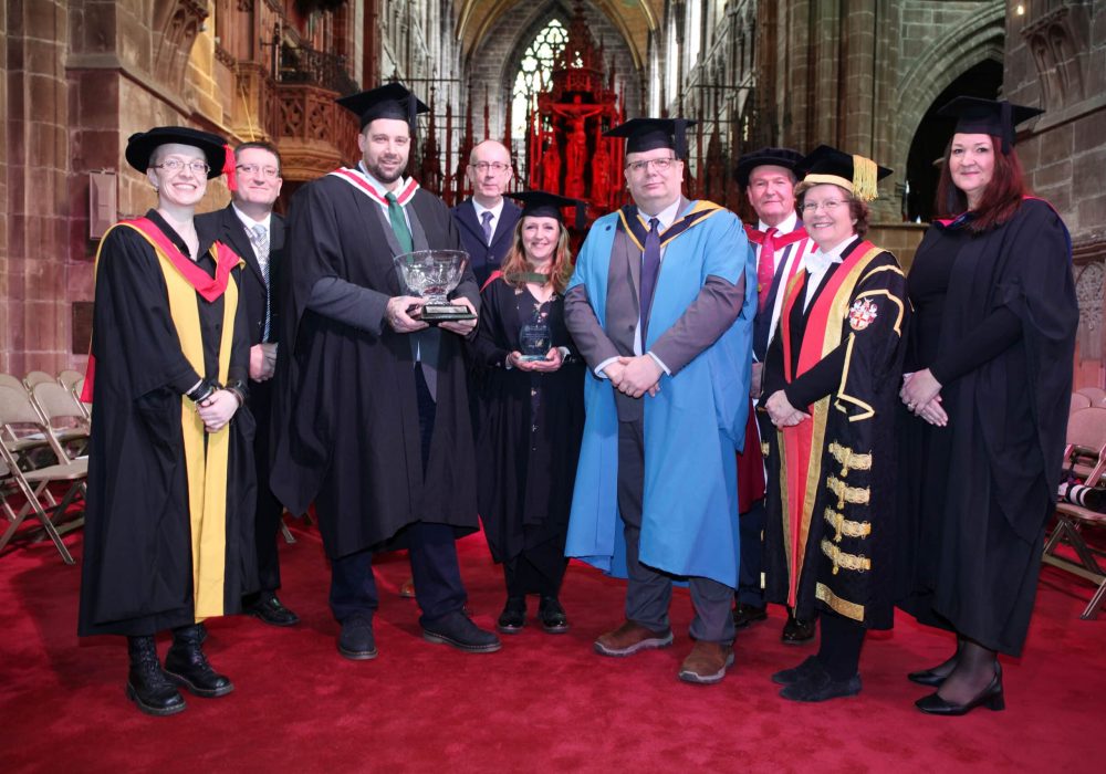 Aaron Morgan receiving Dean's award at Chester Cathedral