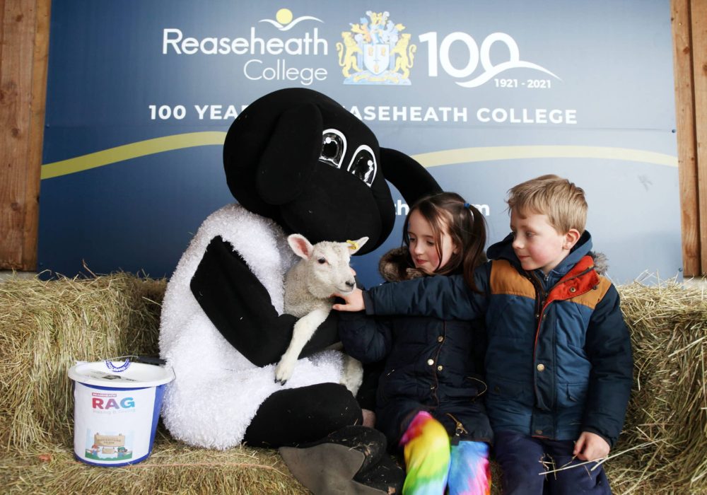 Ayla and Freddie meet RAG mascot 'Gareth' and a lamb