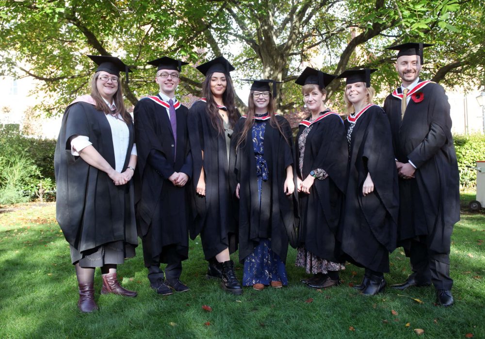 BSc Landscape Architecture graduates Joe Musgrove, Kirsty Howarth, Katherine Harvey, Joanne Langston and Karen Ollier with lecturers