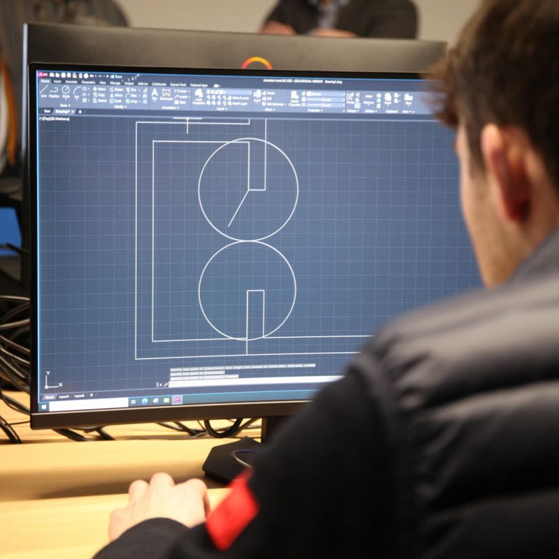 HNC Construction student using technology at University Centre Reaseheath