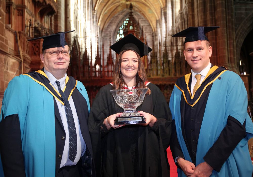 Meredydd David Award for Academic and Technical Excellence Carla Lindsay, Principal Marcus Clinton, Dean of HE Peter Greenall